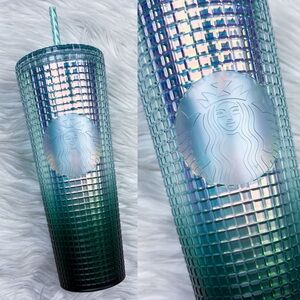 Starbucks Gradient Grid Ombre Teal Green Jade 2023 Venti Tumbler Cold Cup NEW